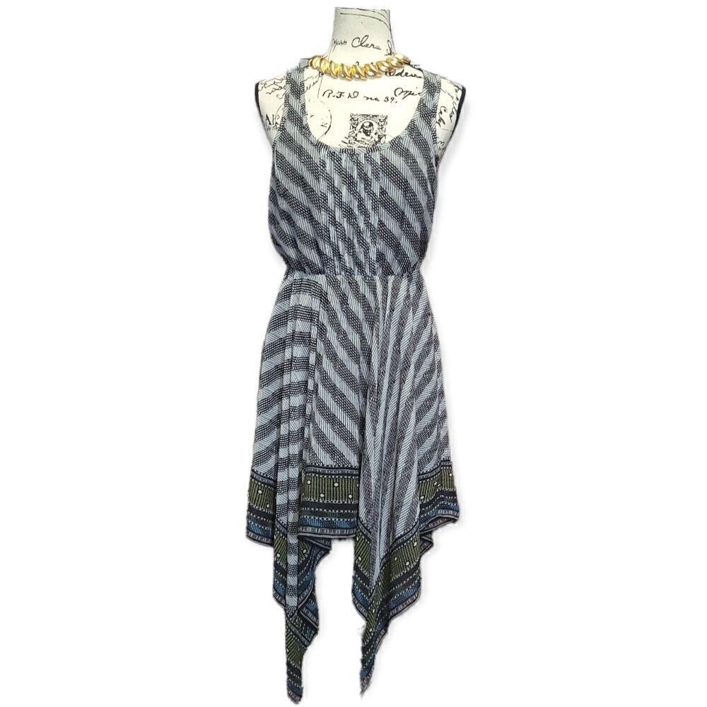 Pleated Front Panel Hankerchief dress With Semi Open Back